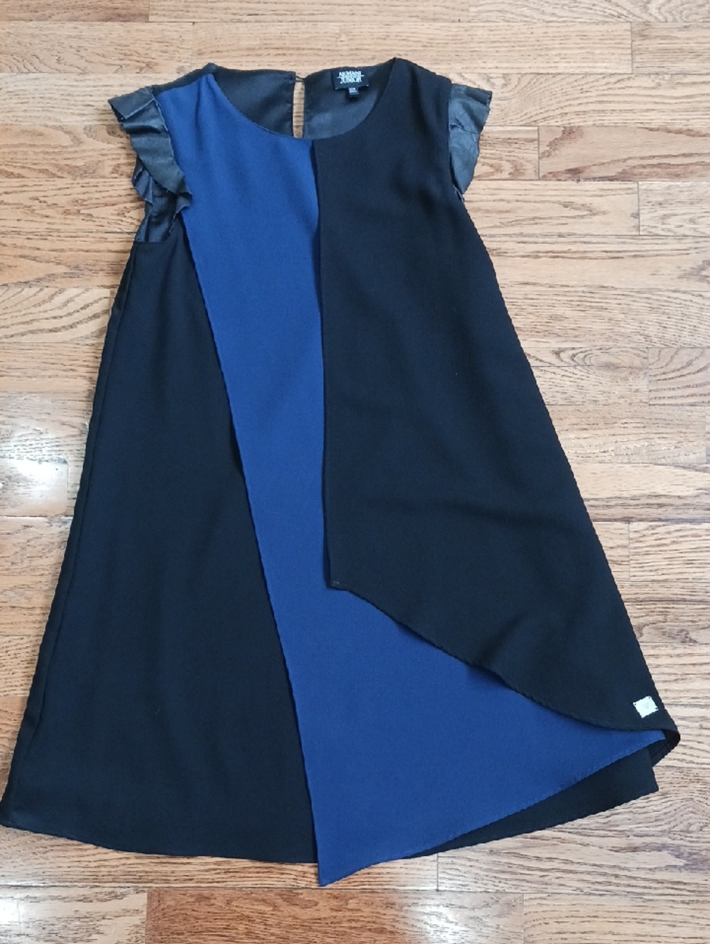 Armani Junior Girls Sz 12A Black and Blue Layered A‑Line Dress
